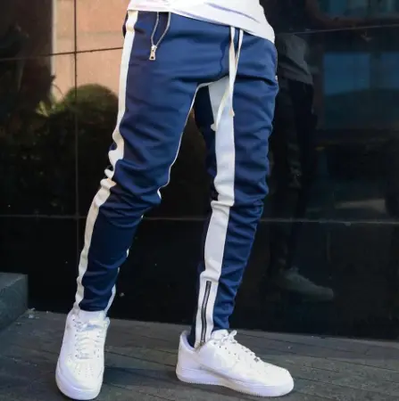 Men's Gym Slim Tapered Sweatpants Workout Jogging Pants Fitness Zipper Pockets