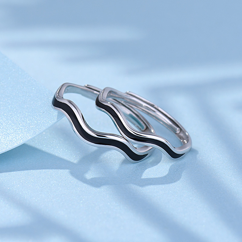 S925 Silver Curved Wavy Epoxy Glue For Men And Women Students Ins