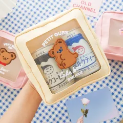 Bear Cosmetic Bag Square Large-capacity Girl's Heart - Beige - View 1