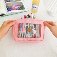 Bear Cosmetic Bag Square Large-capacity Girl's Heart - Tan - View 1