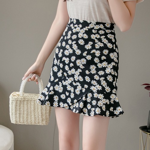 Irregular Small Daisy High Waist Is Thin And Anti-empty Fishtail Skirt