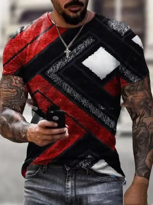 Men's Printed T-shirt Round Neck Half Sleeve Casual Top
