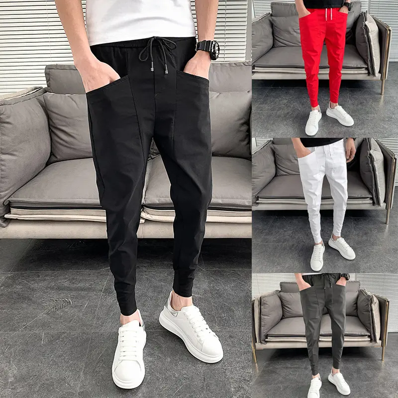 Slim Trousers Solid Color Harlan