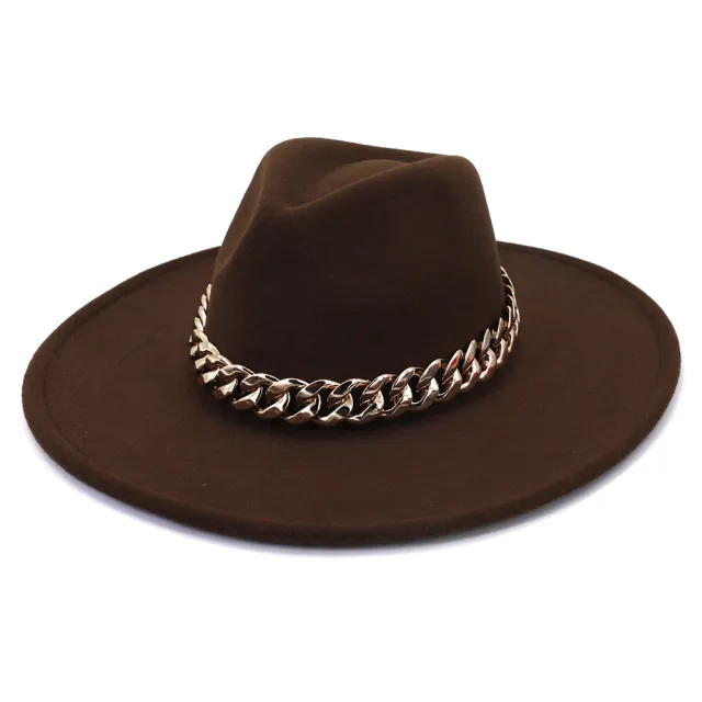 The United States New Autumn And Winter Big Brim Peach Heart Top Fashion Woolen Hat Coffee - Shop at LoveMi