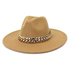 The United States New Autumn And Winter Big Brim Peach Heart Top Fashion Woolen Hat - Camel - View 1