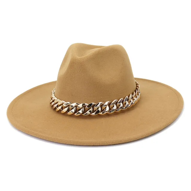 The United States New Autumn And Winter Big Brim Peach Heart Top Fashion Woolen Hat Camel - Shop at LoveMi