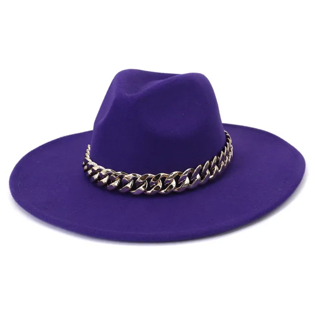 The United States New Autumn And Winter Big Brim Peach Heart Top Fashion Woolen Hat Purple - Shop at LoveMi