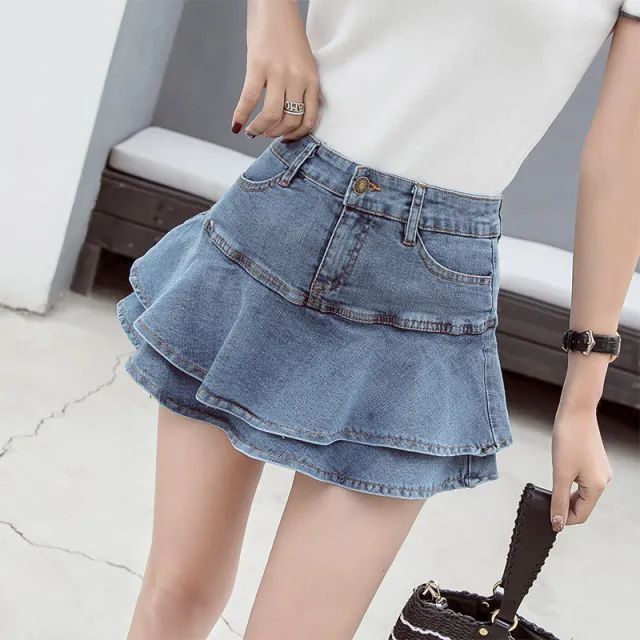 Denim Skirts For Small People To Wear Women'S Short Skirts With A Height Of 150Cm In Spring And Summer Light Blue - Shop at LoveMi