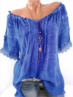 Women's Translucent One-shoulder Short-sleeved T-shirt