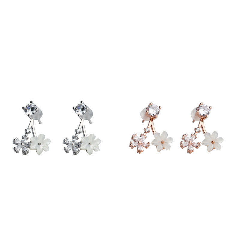 Literary Temperament Zircon Petal Earrings