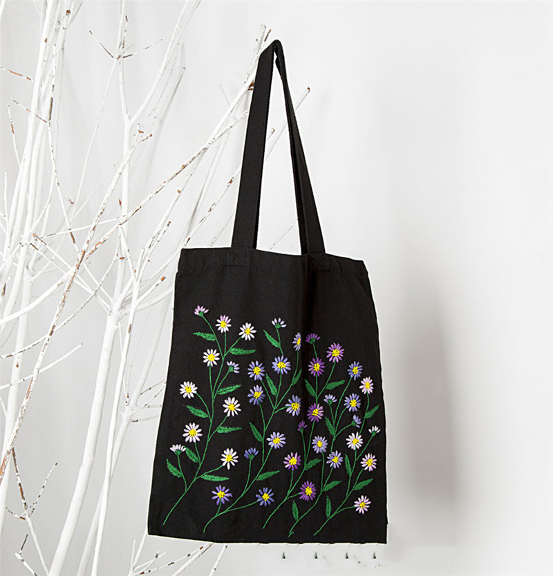 Thorn Embroidered Canvas Bag Embroidery DIY Student Cloth Bag One Shoulder
