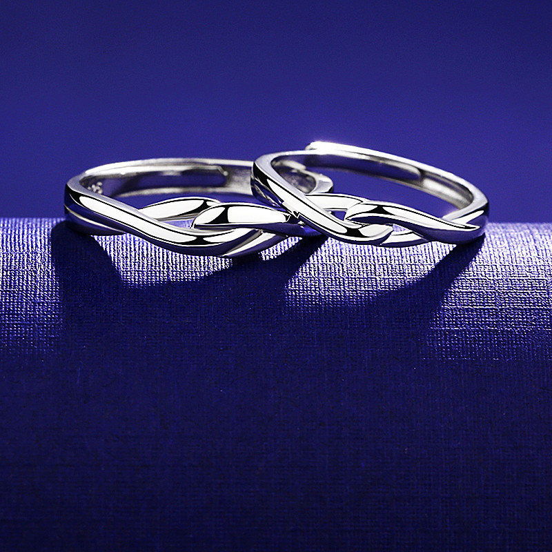 Silver Couple Rings With Men And Women'S Ring Openings Can Be Adjusted