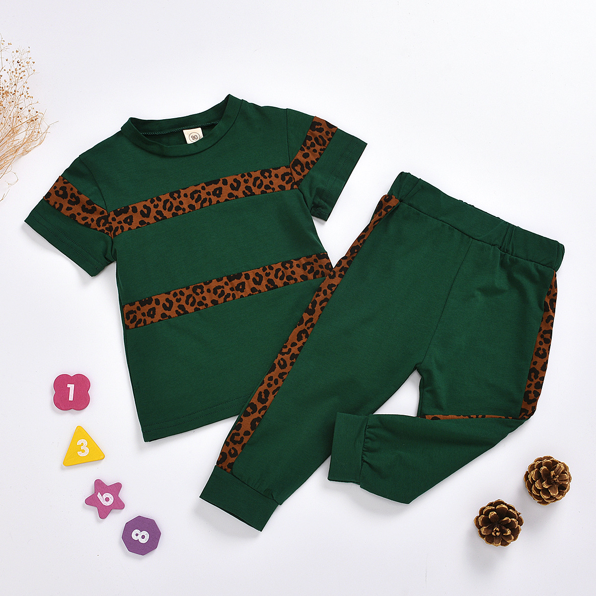 Children's Clothing New European And American Girls Summer Short-sleeved Cotton Knit Suit Factory Direct Sales
