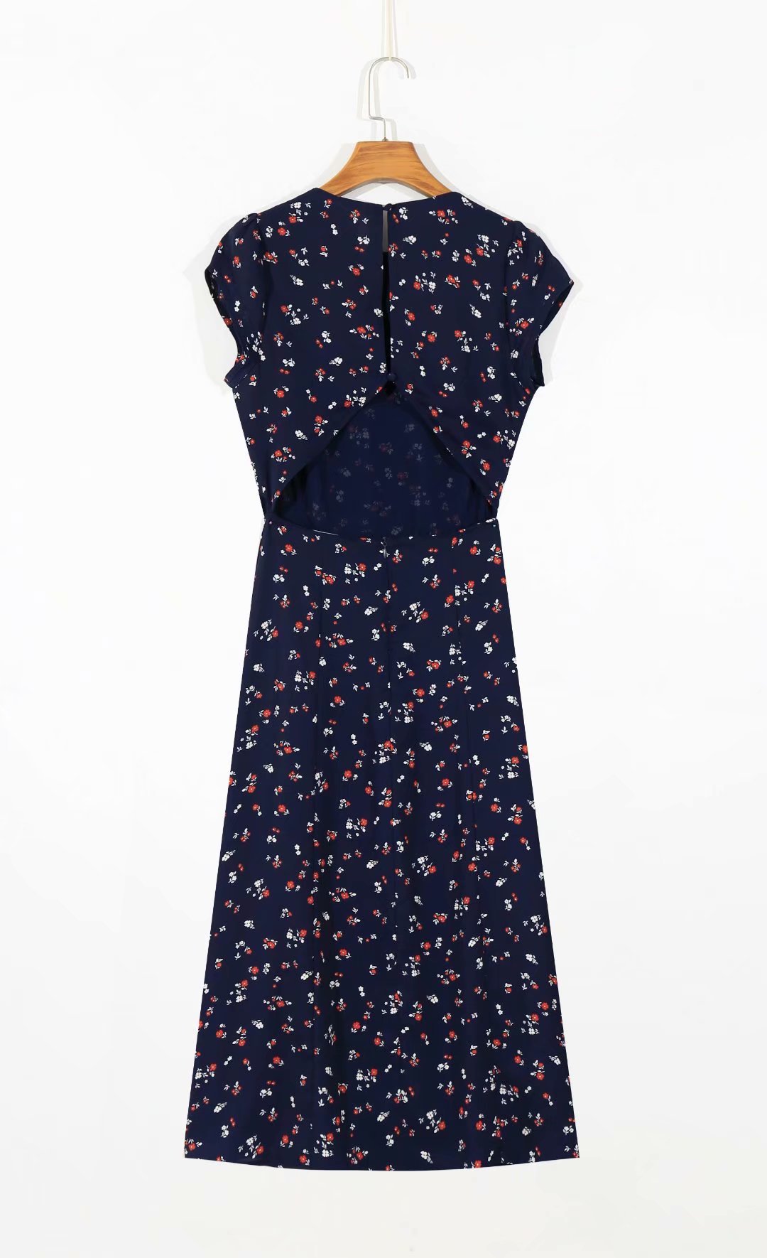 Hollow Printed Dress With Back