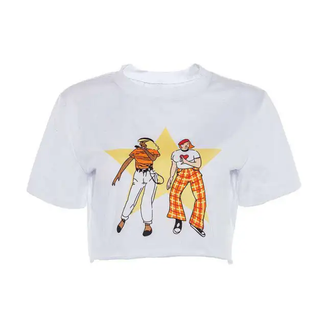 Fun Cartoon Trend Printing T Shirt Women White - Shop at LoveMi