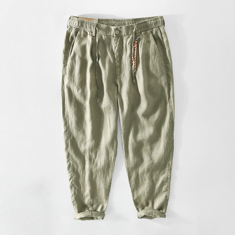 Title 2, Mens Solid Color Linen Casual Pants, lightweig...