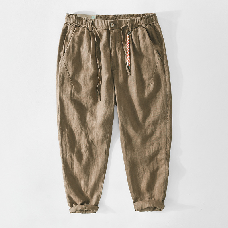 Title 1, Mens Solid Color Linen Casual Pants, lightweig...