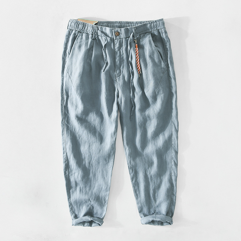 Men's Solid Color Linen Casual Pants