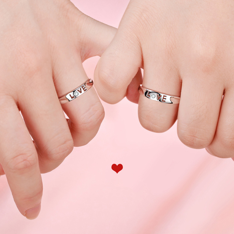 Love Female Diamond Ring Live Mouth Male Ring