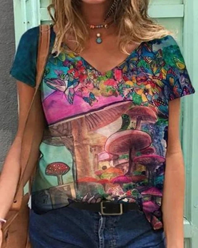 Foreign Trade Tie-dye Printing Loose Amazon Women's Blouse Women