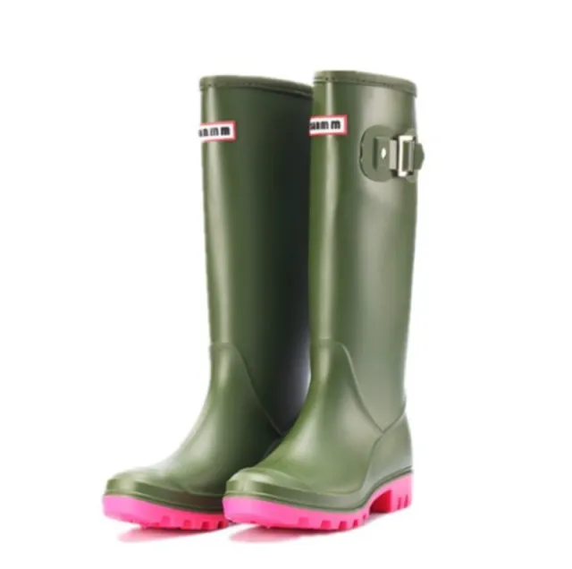 Fashion Rain Boots High Tube Waterproof Rubber Shoes Non slip Overshoes Green - Shop at LoveMi