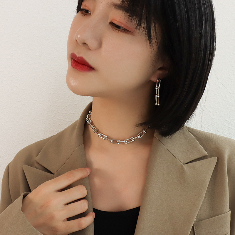 Horseshoe Buckle U-shaped Bracelet Earrings