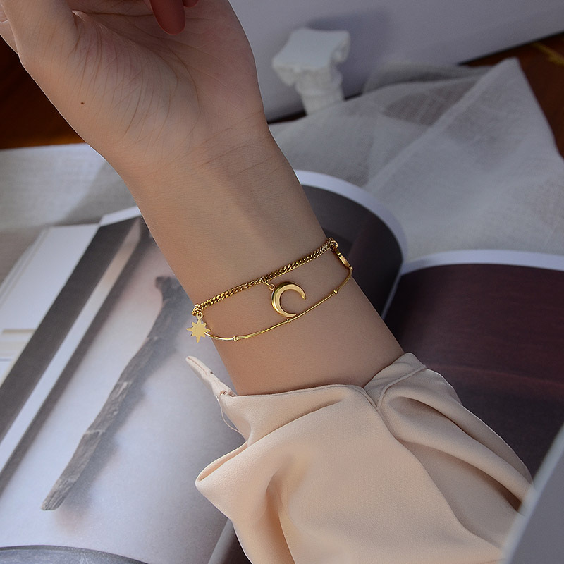 Fashion Star Moon Sun Bracelet Necklace Set