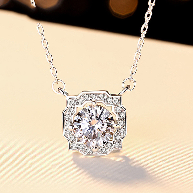 Petal Diamond Necklace 50 Points Earrings Empty Holder Silver Set