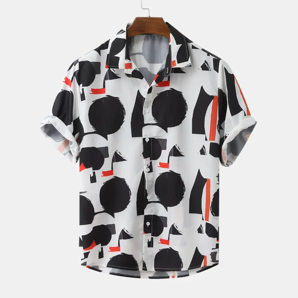 Printed Summer Shirts Streetwear Ethnic Style Mens Blouse