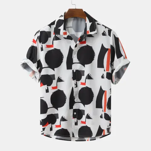 Printed Summer Shirts Streetwear Ethnic Style Mens Blouse