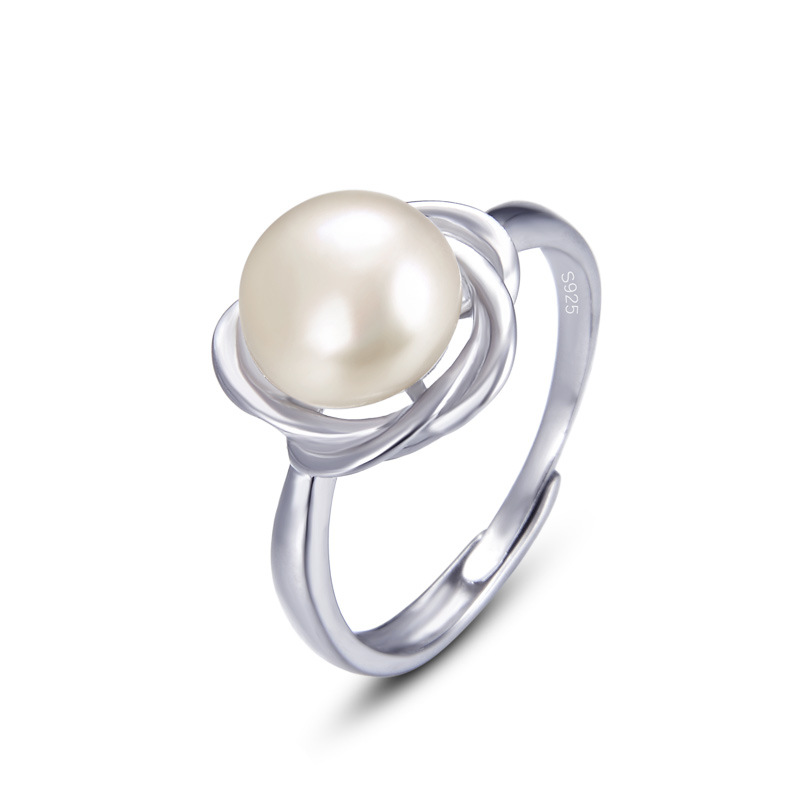 European And American Fashion OL Temperament Flower Earrings S925 Silver  Ring Pearl Lady Necklace Jewelry Set