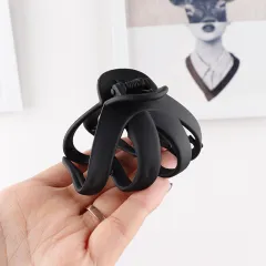 Sweet Frosted Color Grab Clip Makeup Shower Hair Grab Hairpin - Black - View 1