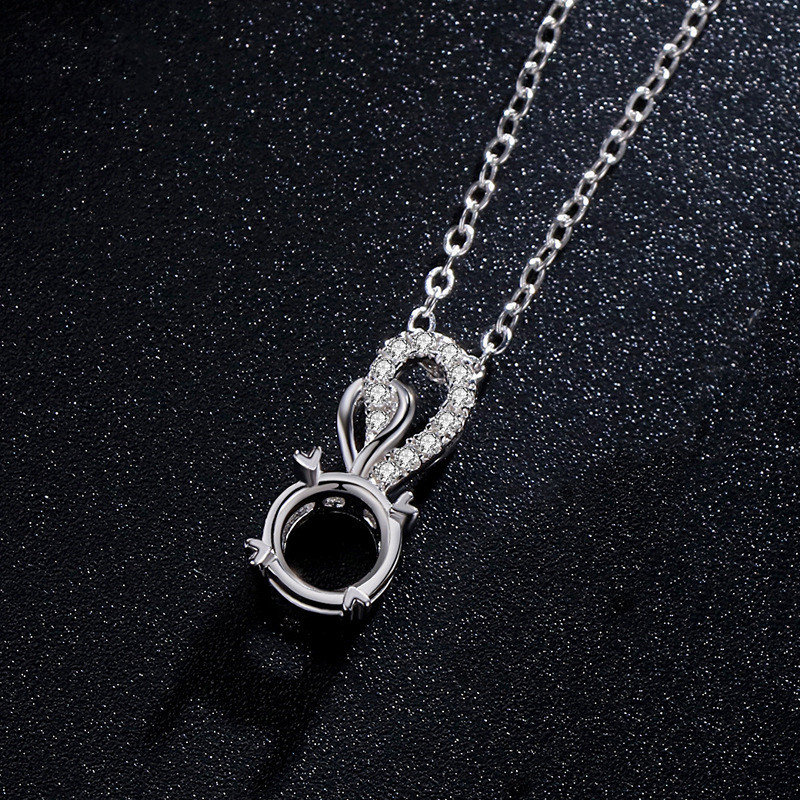 925 Sterling Silver Necklace Women's New Fashion One Carat Mosang Heart-shaped Pendant