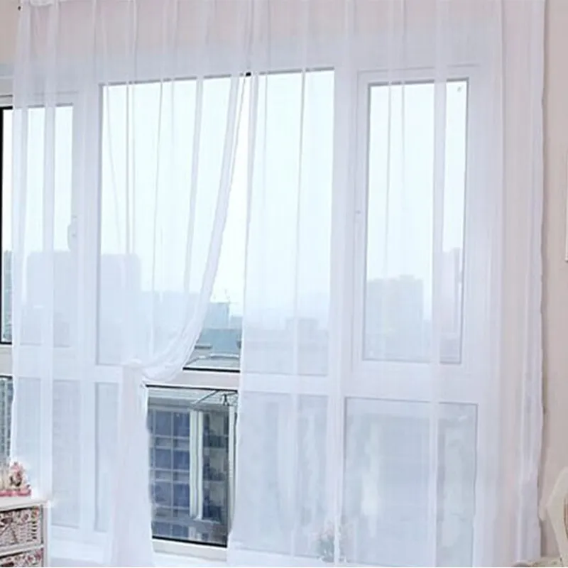Curtains Solid Tulle Modern Curtains For Living Room Transparent Tulle Curtains Window Sheer For The Bedroom - White