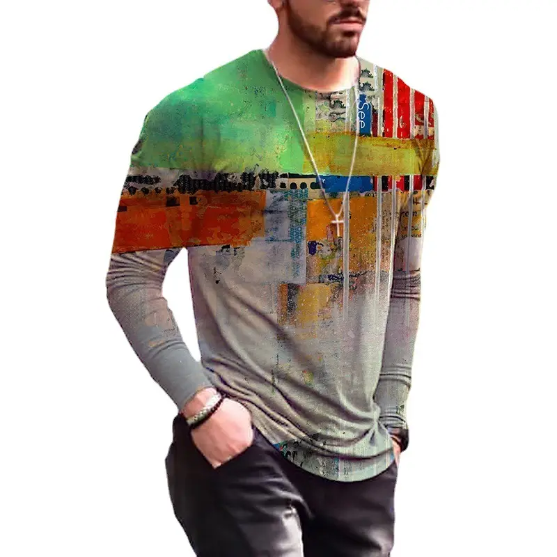 Fashion Printed Simple Long-sleeved T-shirt