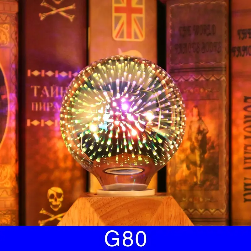 3D Firework Bulb Decoration Colorful Multi-Reflection Silver