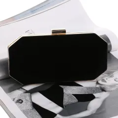 Velvet Evening Bag Ladies Banquet Clutch Dress Evening Bag - Black - View 1