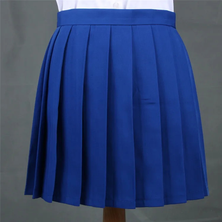Japanese Pleated Skirt Macaron Solid Color Skirt - Blue