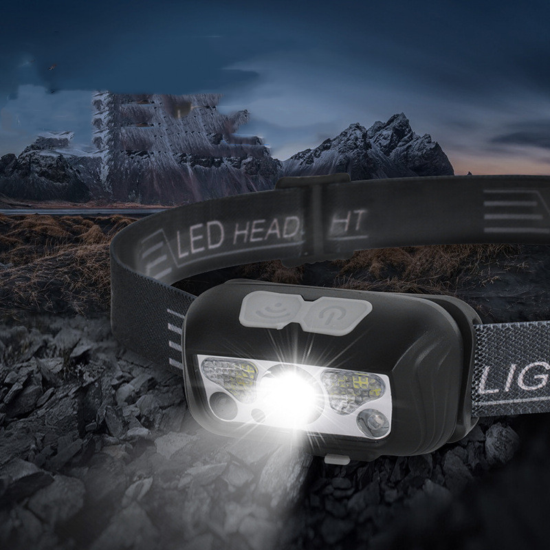 Sensor Headlight USB Charging Strong Light Outdoor Light LED Red Running Light