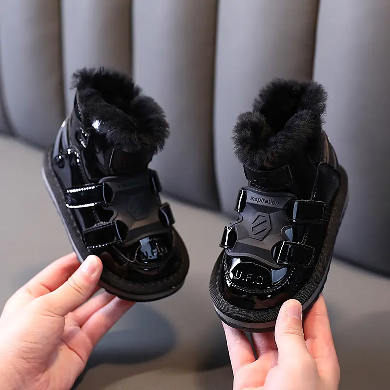 Winter Children's Mirror Waterproof Snow Boots Boys' Wool Warmth