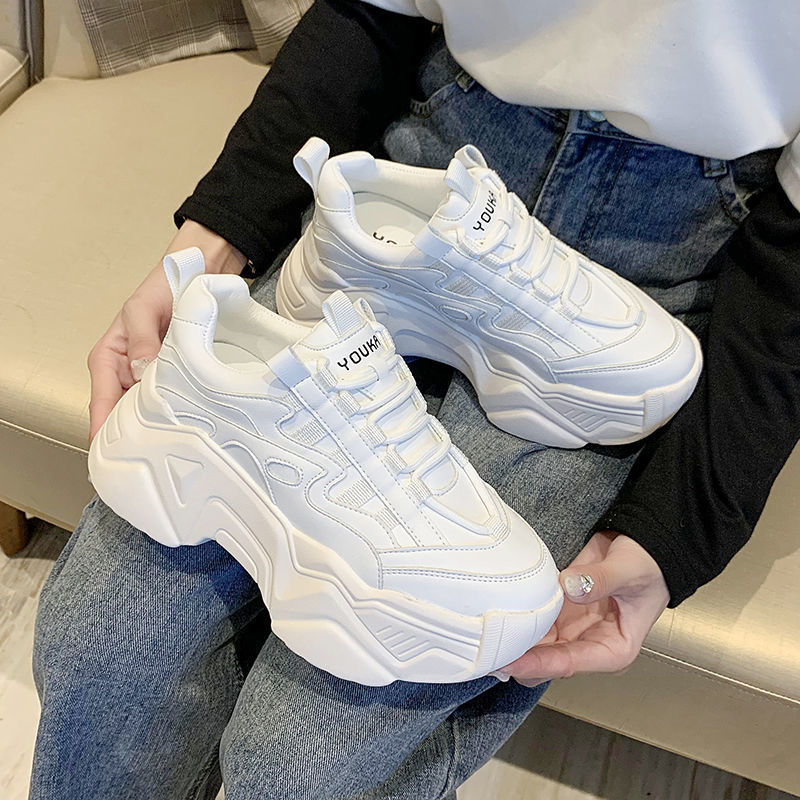 Обувь для папы, женская обувь Ins Tide, весенне-осенние одиночные туфли, спортивная повседневная обувь на платформе с дикой платформой