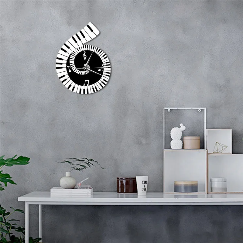 Decoration Wall Clock Treble Clef Piano Keyboard Musical Notes Irregular Decoration Clock Wall Clock Cross-border – image 4