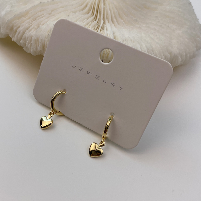 Simple Earrings Japan And South Korea Small Peach Heart Ear Buckle Clip Jewelry