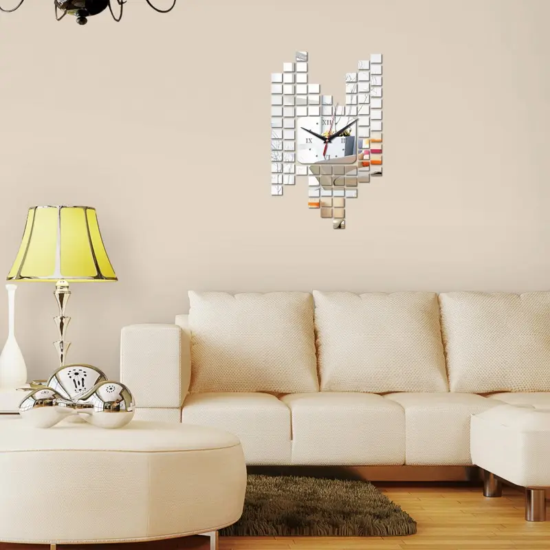 Mosaic Wall Sticker Clock Decoration Digital
