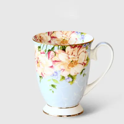 European Style Mug Ceramic Large Capacity Bone China Water Cup With Lid Breakfast Cup Milk Coffee Cup