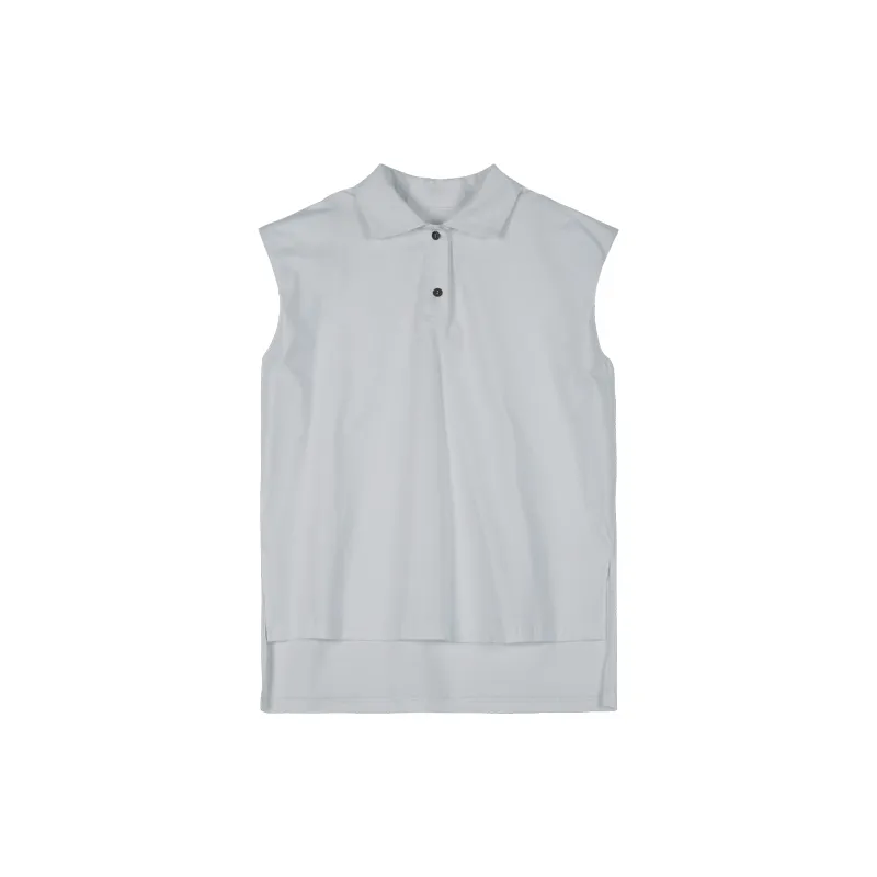 Oversized POLO Collar Shoulder Padded Vest - White
