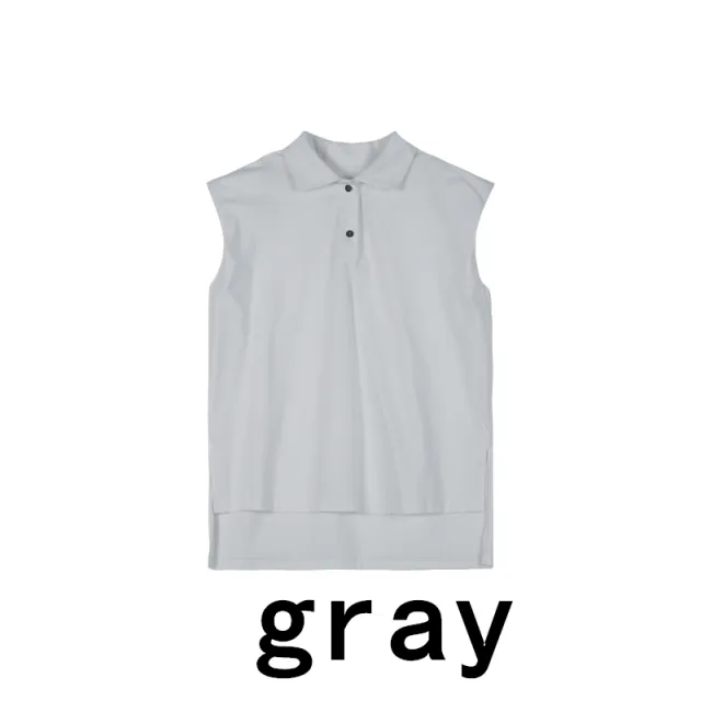 Oversized POLO Collar Shoulder Padded Vest Grey - Shop at LoveMi