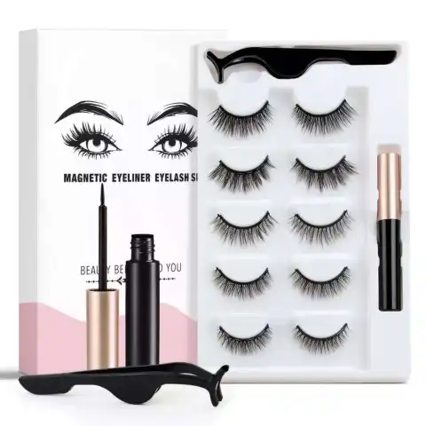Liquid Eyeliner Magnetic False Eyelashes Set Five Pairs