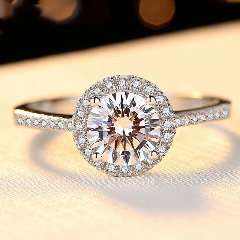 New European And American 1 Carat Micro-inlaid Round Package Moissan Diamond Series