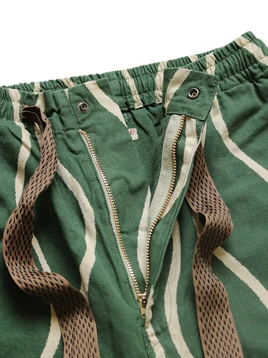 Cotton Linen Water Ripple Printing Japanese Trend Tether Casual Overalls Shorts